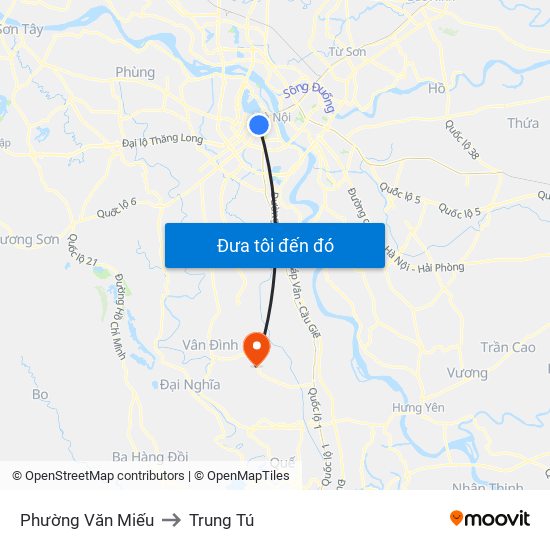 Phường Văn Miếu to Trung Tú map