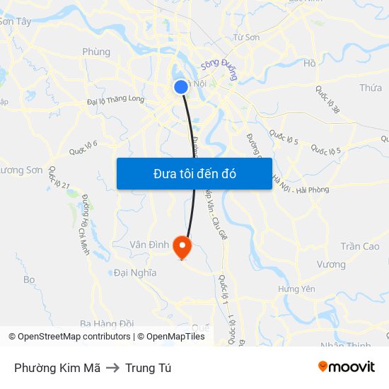 Phường Kim Mã to Trung Tú map