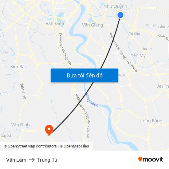 Văn Lâm to Trung Tú map