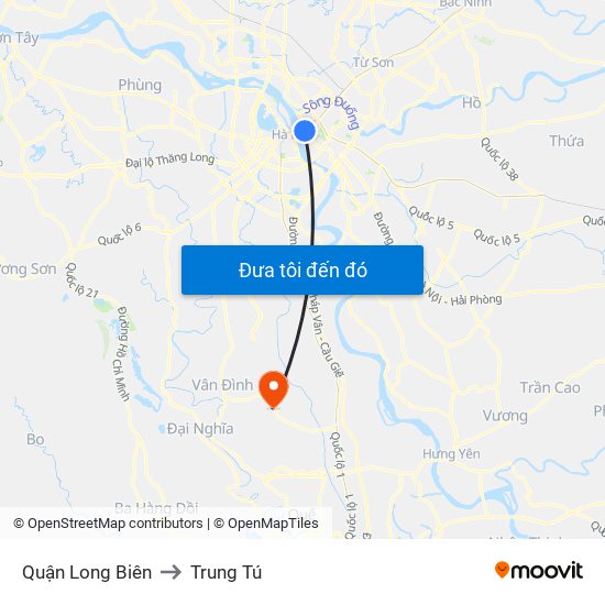 Quận Long Biên to Trung Tú map