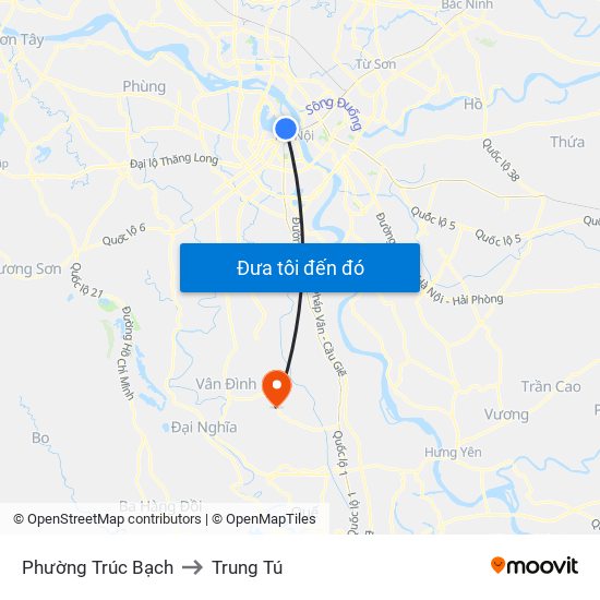 Phường Trúc Bạch to Trung Tú map