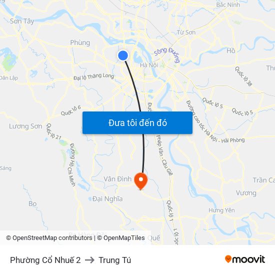 Phường Cổ Nhuế 2 to Trung Tú map