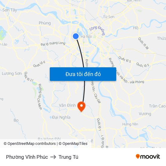 Phường Vĩnh Phúc to Trung Tú map