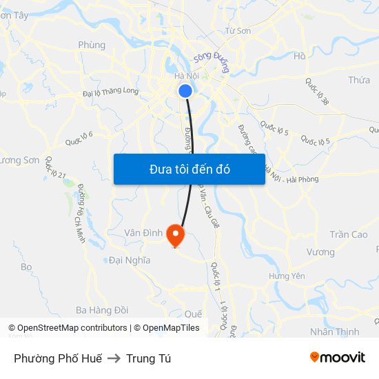 Phường Phố Huế to Trung Tú map