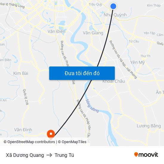 Xã Dương Quang to Trung Tú map