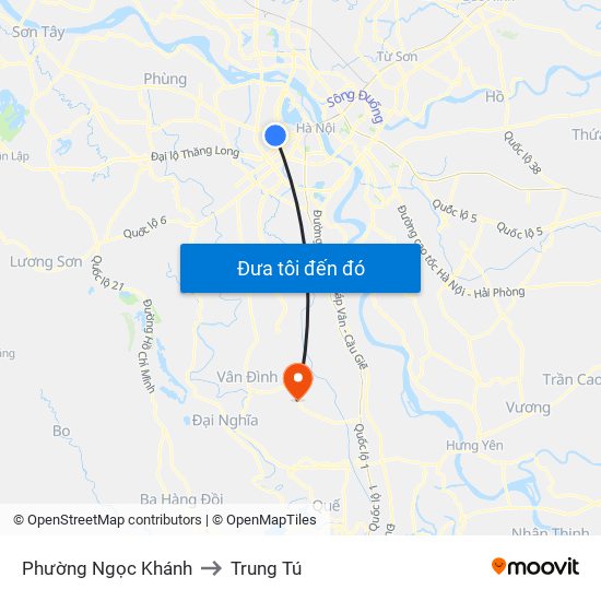 Phường Ngọc Khánh to Trung Tú map