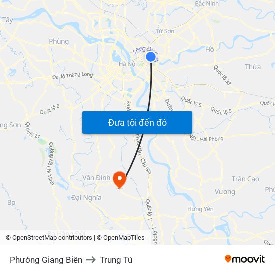 Phường Giang Biên to Trung Tú map