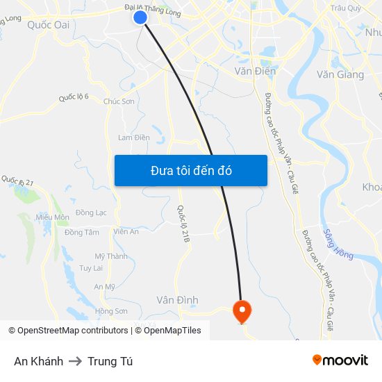 An Khánh to Trung Tú map