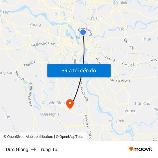 Đức Giang to Trung Tú map