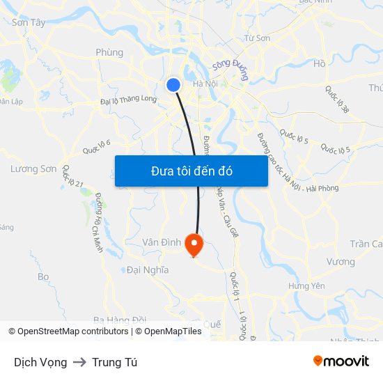 Dịch Vọng to Trung Tú map
