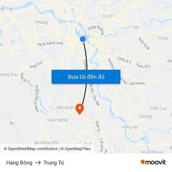 Hàng Bông to Trung Tú map