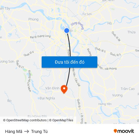 Hàng Mã to Trung Tú map