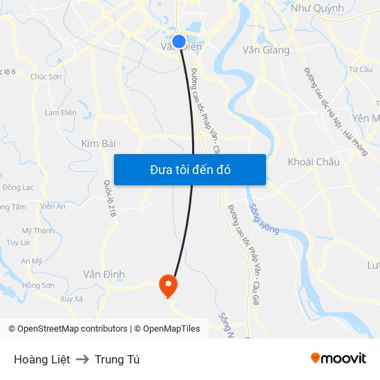 Hoàng Liệt to Trung Tú map