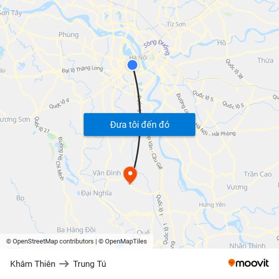 Khâm Thiên to Trung Tú map