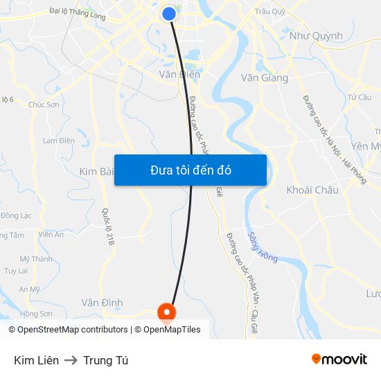 Kim Liên to Trung Tú map