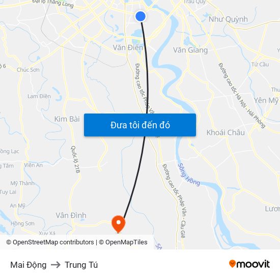 Mai Động to Trung Tú map