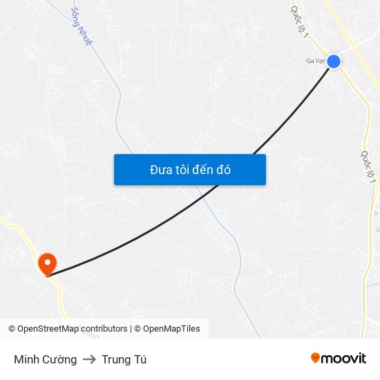 Minh Cường to Trung Tú map