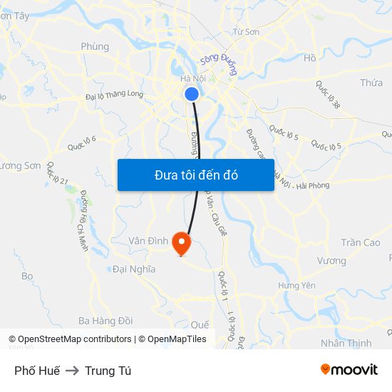 Phố Huế to Trung Tú map