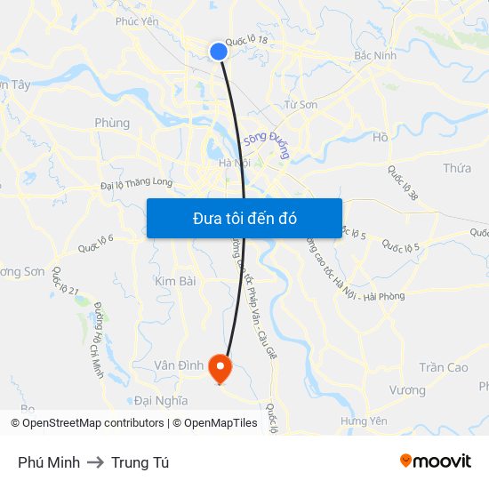 Phú Minh to Trung Tú map