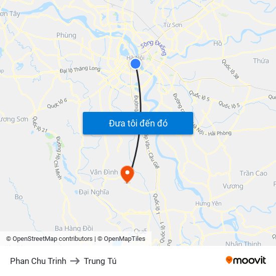 Phan Chu Trinh to Trung Tú map