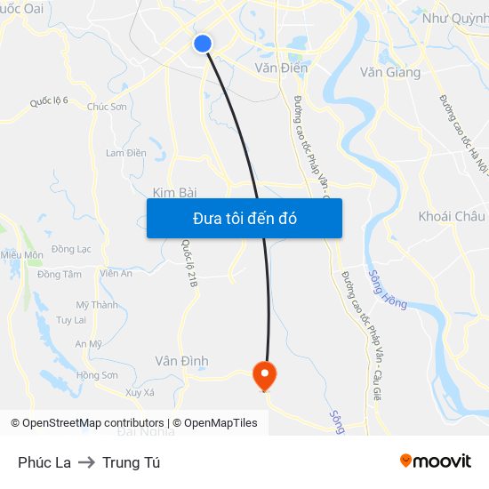 Phúc La to Trung Tú map