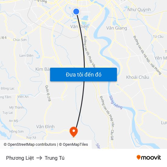 Phương Liệt to Trung Tú map