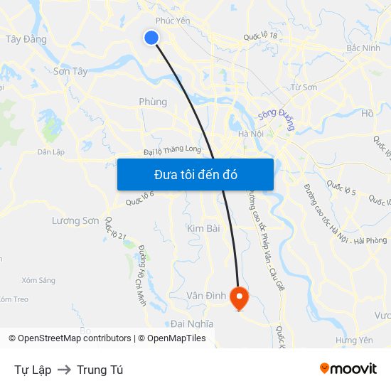 Tự Lập to Trung Tú map