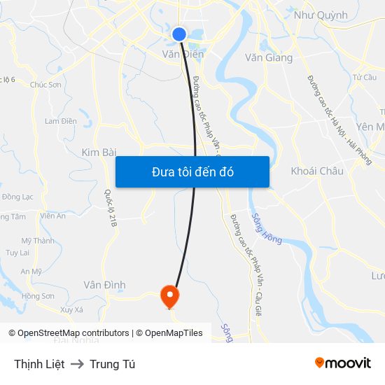 Thịnh Liệt to Trung Tú map