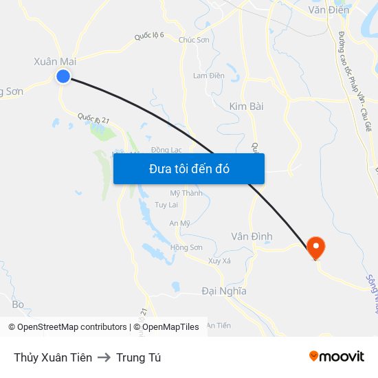 Thủy Xuân Tiên to Trung Tú map