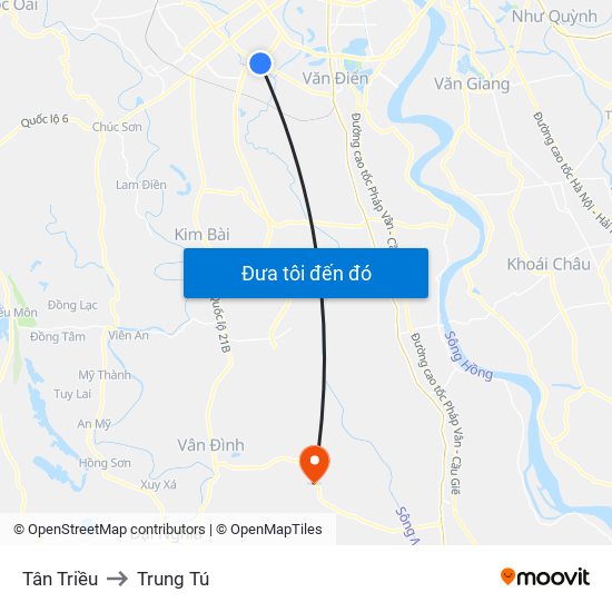 Tân Triều to Trung Tú map