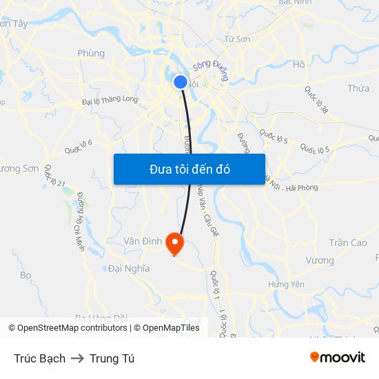 Trúc Bạch to Trung Tú map