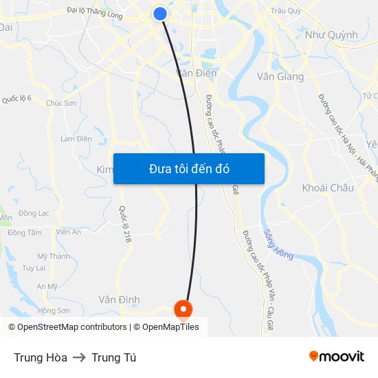 Trung Hòa to Trung Tú map