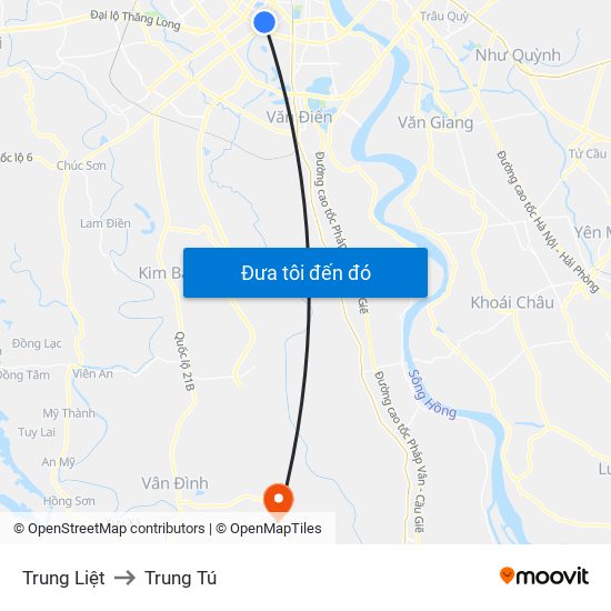 Trung Liệt to Trung Tú map