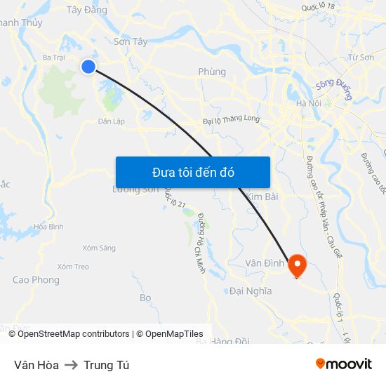 Vân Hòa to Trung Tú map