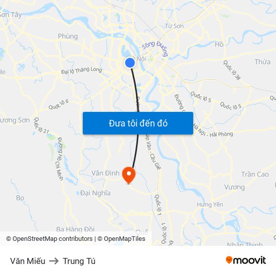 Văn Miếu to Trung Tú map