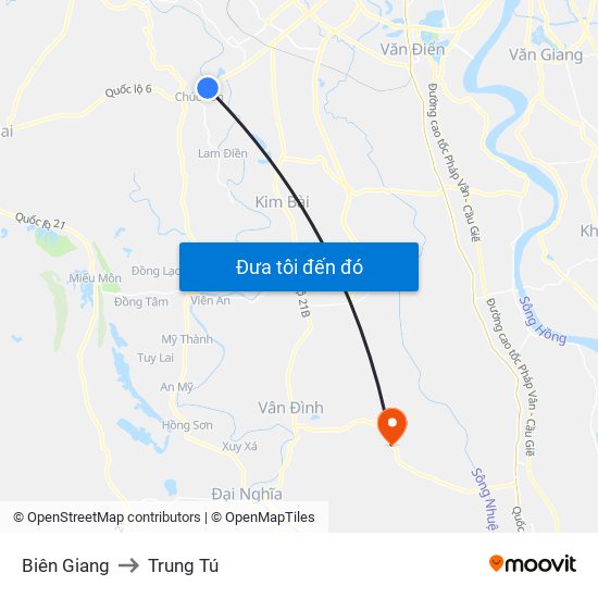 Biên Giang to Trung Tú map