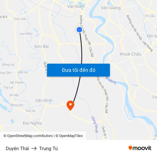 Duyên Thái to Trung Tú map