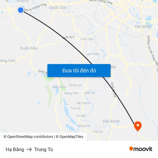 Hạ Bằng to Trung Tú map