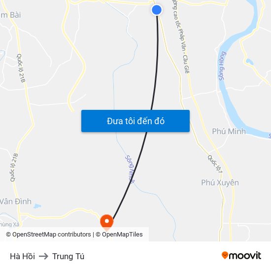 Hà Hồi to Trung Tú map