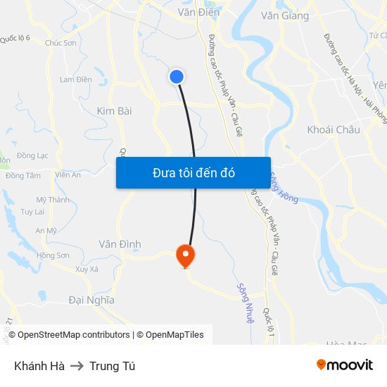 Khánh Hà to Trung Tú map