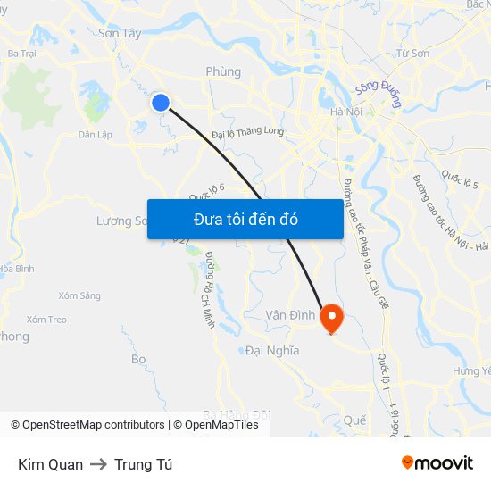 Kim Quan to Trung Tú map