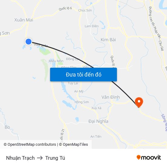 Nhuận Trạch to Trung Tú map