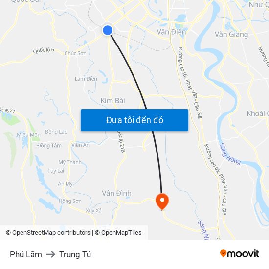 Phú Lãm to Trung Tú map