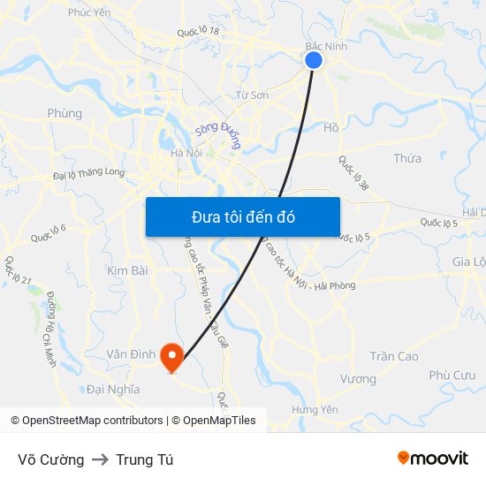 Võ Cường to Trung Tú map