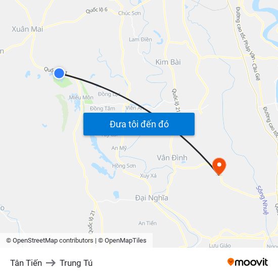 Tân Tiến to Trung Tú map