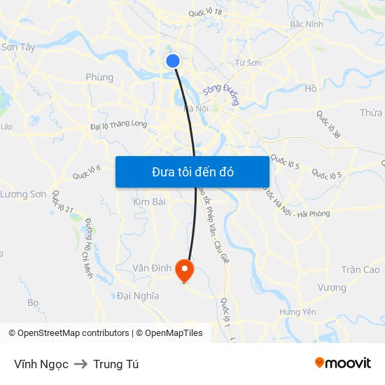 Vĩnh Ngọc to Trung Tú map