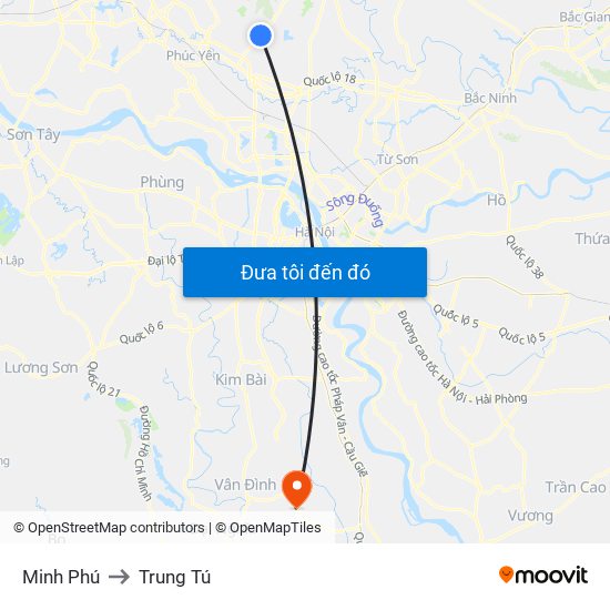 Minh Phú to Trung Tú map