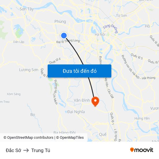 Đắc Sở to Trung Tú map