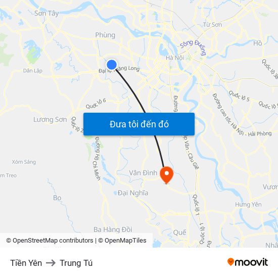 Tiền Yên to Trung Tú map