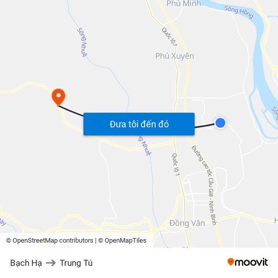 Bạch Hạ to Trung Tú map